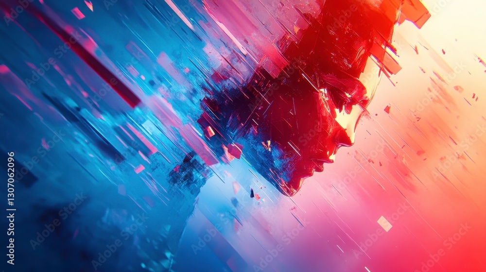Poster a vibrant abstract composition featuring dynamic colors blending seamlessly, creating a sense of mov