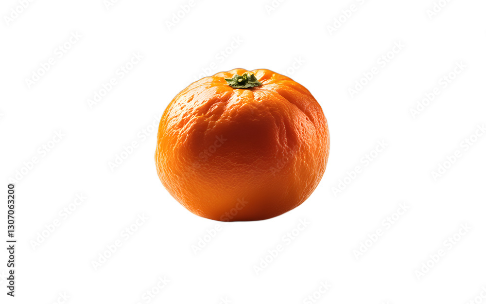 Poster a single tangerine with deep orange skin, isolated on a empty plain background