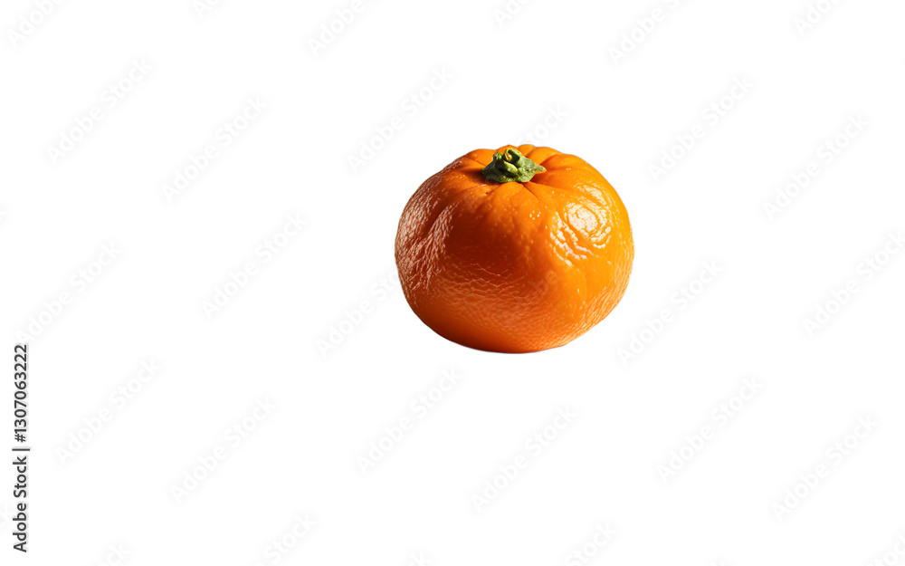 Poster A single tangerine with deep orange skin, isolated on a empty plain background