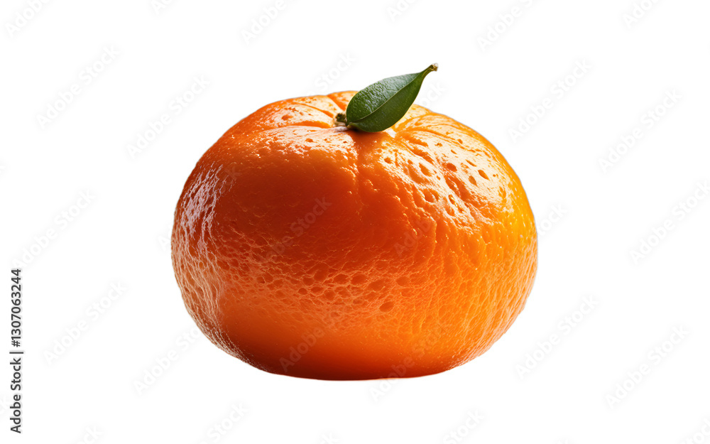 Poster A single tangerine with deep orange skin, isolated on a empty plain background