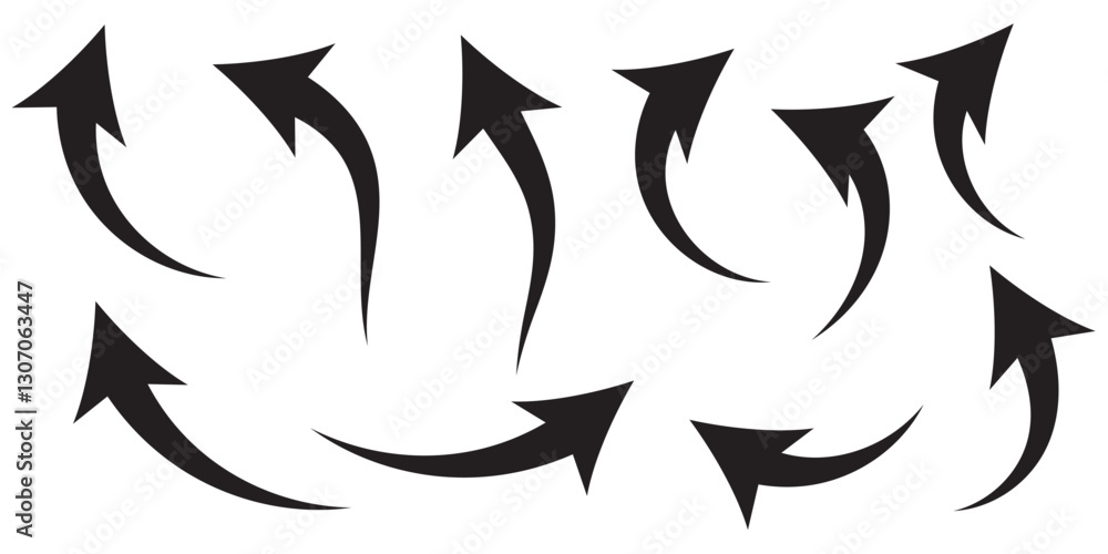 Wall mural curved arrow icons. curved arrows set. arrow symbol collection. vector