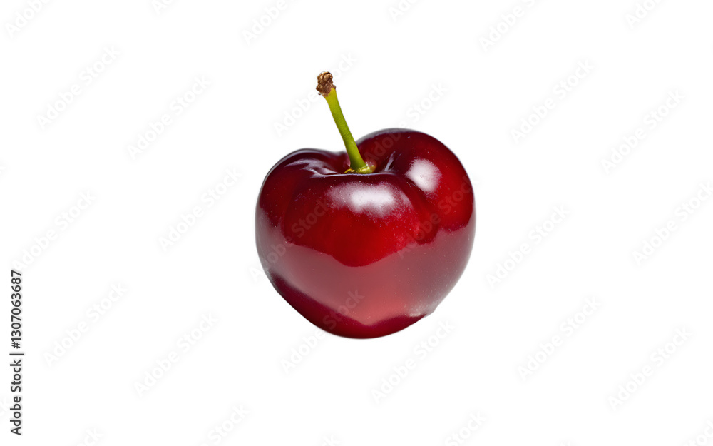 Poster a whole acerola cherry with bright red color, isolated on a empty plain background