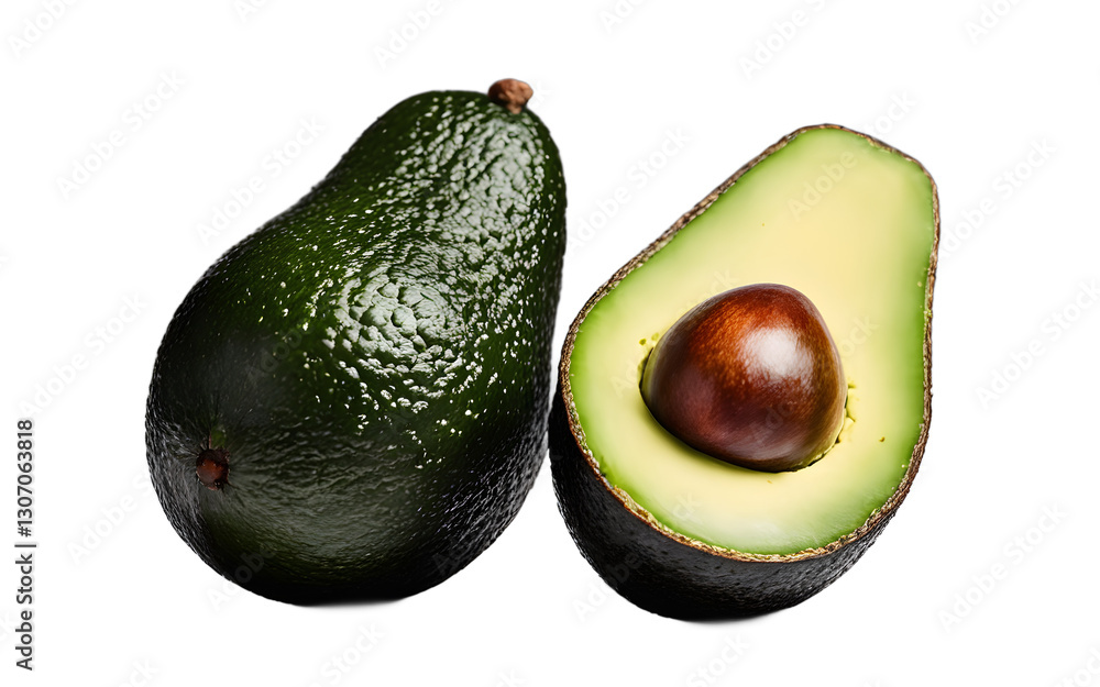 Aufkleber a whole avocado with bright green skin, isolated on a empty plain background