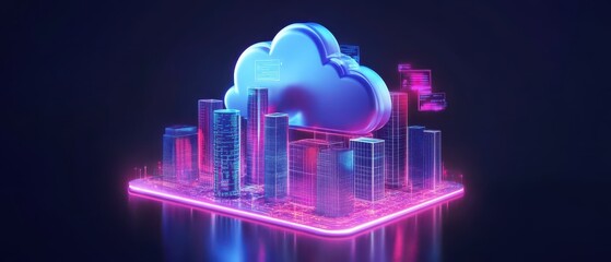 Fototapeta premium Futuristic cloudbased smart grid networking, AIoptimized infrastructure for renewable energy