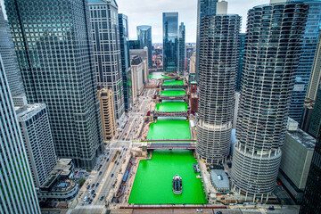 Chicago River Dyed for St. Patrick's Day
