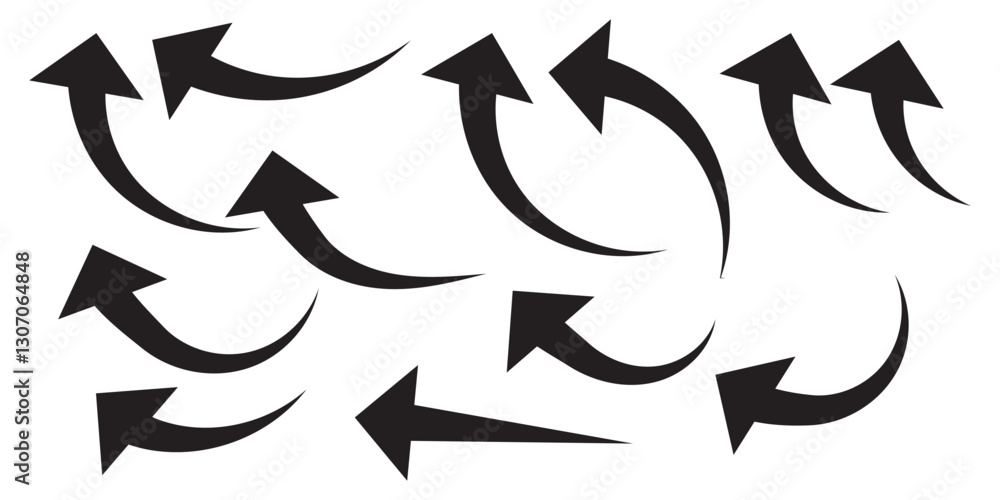 Poster curved arrow icons. curved arrows set. arrow symbol collection. vector