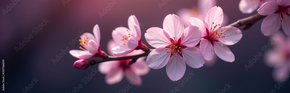Poster delicate cherry blossoms bloom on a dark bokeh background with vibrant colors and intricate details 
