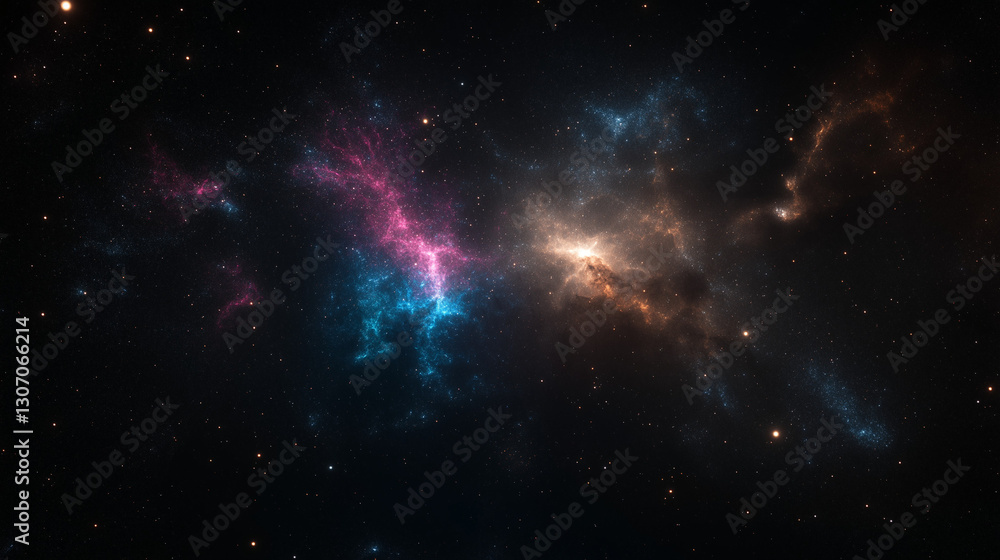 Poster nebula's celestial symphony: a mesmerizing display of cosmic colors and swirling clouds forms a vibr