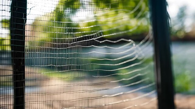 Mosquito net on a window.