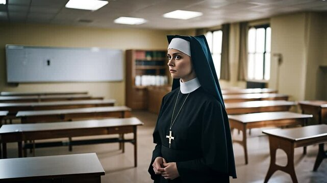 Nun in a classroom.