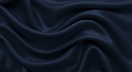 Dark Blue Silk Drapes Softly Elegant Swirls. AI Generated