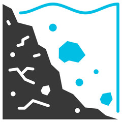 Soil Erosion Glyph Blue Grey Icon