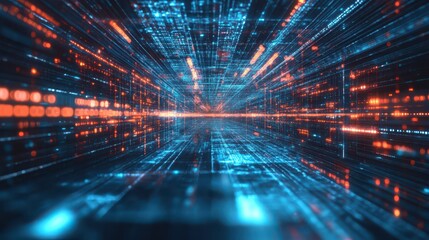 Fototapeta premium Quantum computing integration in cloud virtualization, futuristic data processing innovation