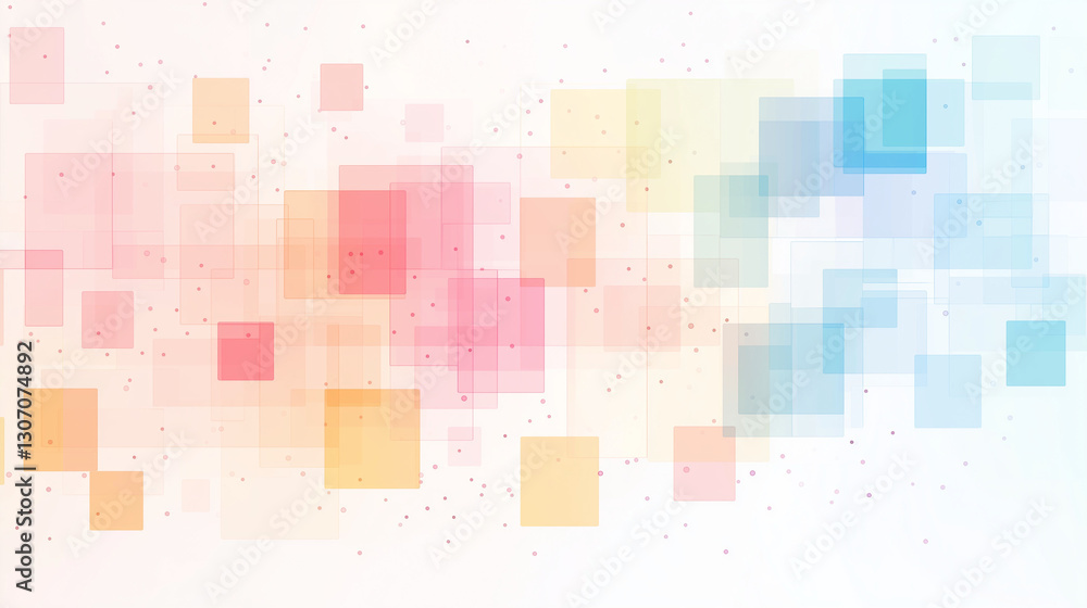 Poster abstract square spectrum: a vibrant, colorful arrangement of transparent squares of varying sizes an