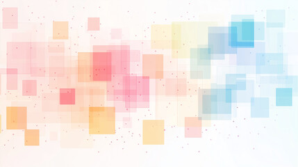 Fototapeta premium Abstract Square Spectrum: A vibrant, colorful arrangement of transparent squares of varying sizes and hues floats across the image, creating a sense of dynamic and modern design