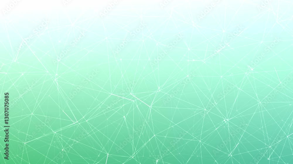 Aufkleber Floating bright mint green connection web white gradient abstract geometric futuristic plexus polygonal background animation