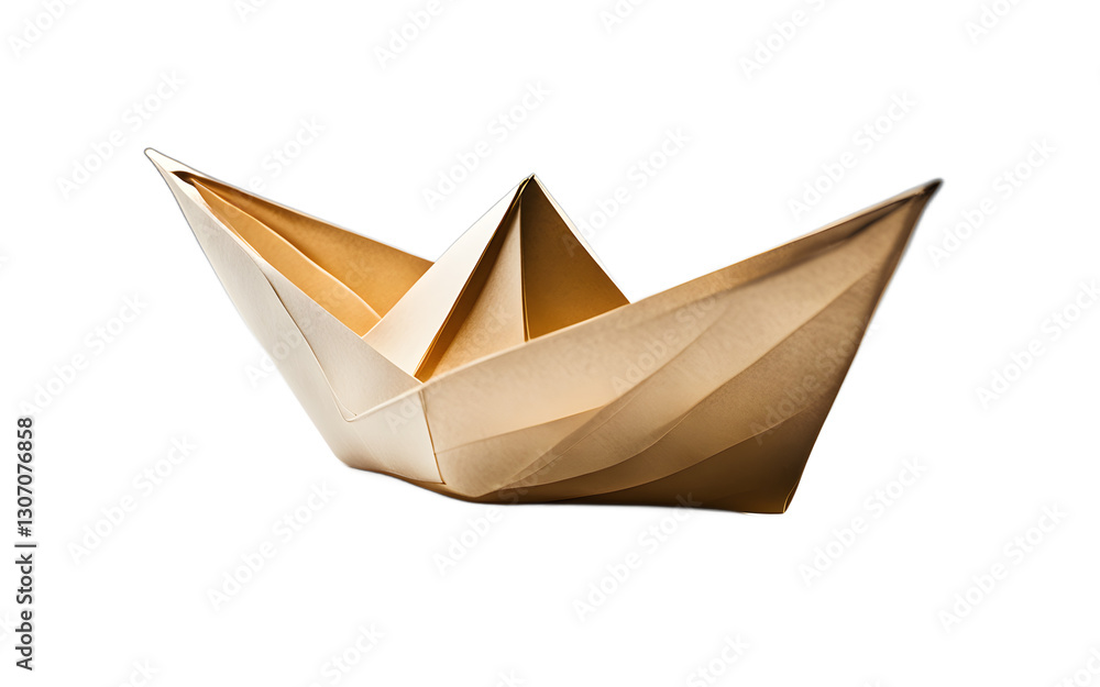 Aufkleber A floating paper boat symbolizing adventure and the unknown, isolated on a empty plain background