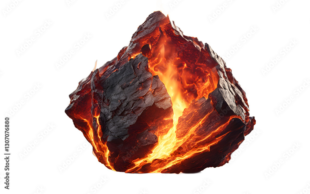 Poster A glowing ember symbolizing perseverance and inner fire, isolated on a empty plain background