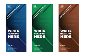 Modern Stand Banner Design Templates with three colors variants.
