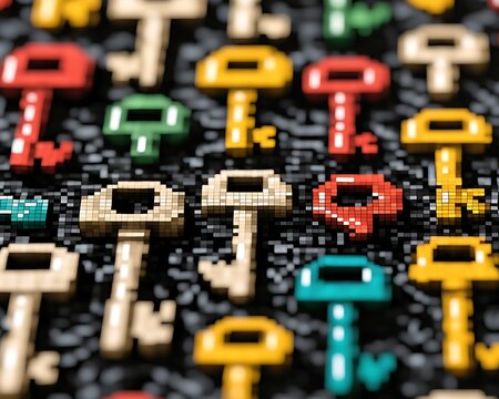 Pixel Keys on Dark Surface