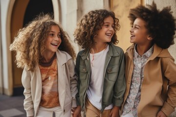 Fototapeta premium Kids laughing fashion adult.
