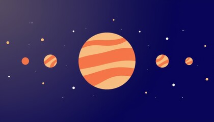 Colorful planet with moons in space, cosmic exploration