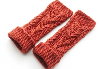 Cable-knit leg warmers isolated on white background 