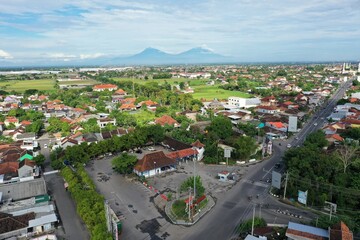 Aerial view of Bus Sukoharjo Terminal, place for people waiting to travel from the source to go with the capability to concentrate on. 