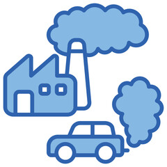 Pollution Blue White Icon