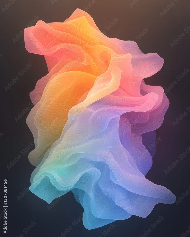 Aufkleber surreal composition of radiant cell clusters with iridescent gradients, each cell pulsating