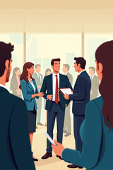 Obraz premium Diverse Group of Businesspeople Networking at Professional Conference Event