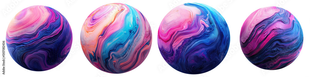 Wall mural enchanting spherical compositions of vibrant fluid fractal patterns swirling cosmic gradients and ir