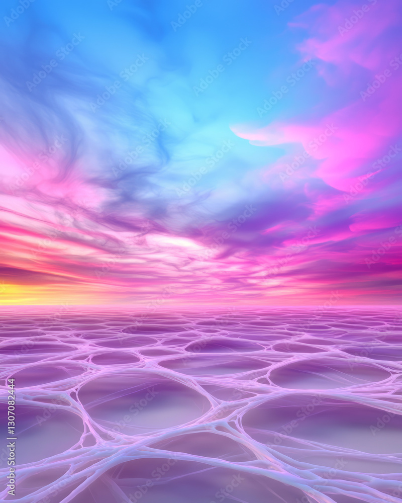 Aufkleber futuristic molecular landscape where delicate structures form an echoing web of light, bathed in a