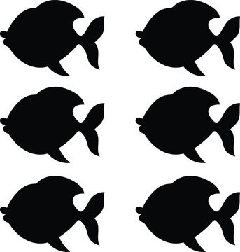 Silhouette fish. black a corium fish, sea fish . premium vector. 