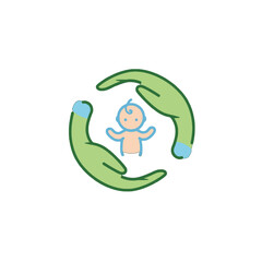 Illustration of Baby Surrounded by Protective Hands