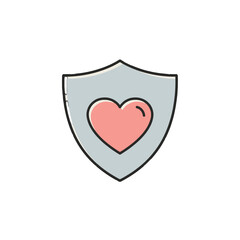 Illustration of a Pink Heart on a Blue Shield Symbolizing Love and Protection
