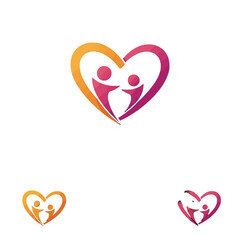 Abstract Heart-Shaped Symbol with Two Figures Expressing Love and Family Bond