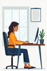 Remote Worker Woman Efficiently Managing Tasks and Communicating Online from Home Office