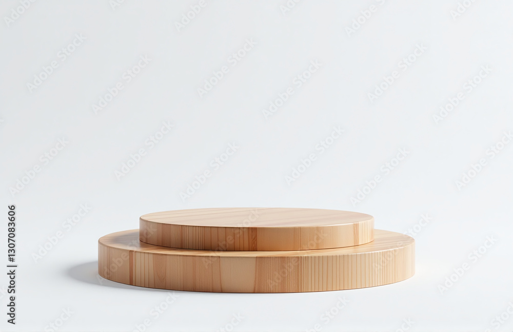 Poster a modern wooden product display pedestal sits elegantly on a crisp white background in this stunning