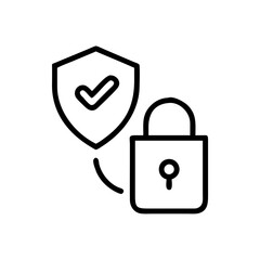 Security Shield Vector Line Icon Set. Security shield outline symbols with check mark and padlock. Editable Stroke. Pixel Perfect. Safety Vector Line Icon Set. Security and Protection Editable Stroke
