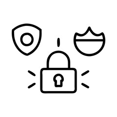 Security Shield Vector Line Icon Set. Security shield outline symbols with check mark and padlock. Editable Stroke. Pixel Perfect. Safety Vector Line Icon Set. Security and Protection Editable Stroke
