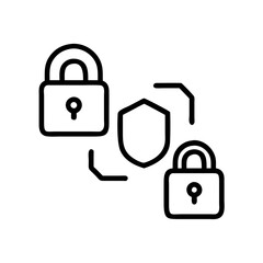 Security Shield Vector Line Icon Set. Security shield outline symbols with check mark and padlock. Editable Stroke. Pixel Perfect. Safety Vector Line Icon Set. Security and Protection Editable Stroke
