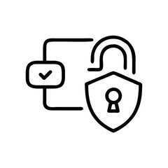 Security Shield Vector Line Icon Set. Security shield outline symbols with check mark and padlock. Editable Stroke. Pixel Perfect. Safety Vector Line Icon Set. Security and Protection Editable Stroke
