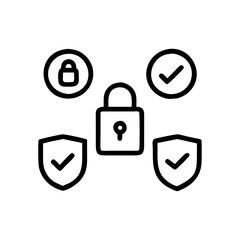 Safety, security, protection thin line icons. For website marketing design, logo, app, template, ui, etc. Vector illustration.  Set of lock icons. Illustrations depicting various types of locks.
