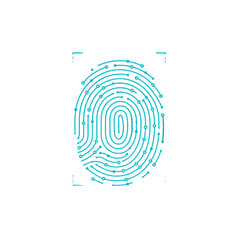 Digital Blue Fingerprint Illustration for Security and Authentication