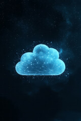 Fototapeta premium A minimalist digital artwork symbolizing the cloud computing revolution, where sleek floating cloud