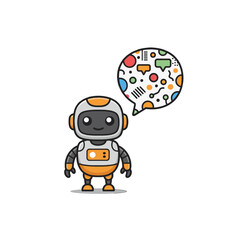 Colorful Robot Cartoon with Speech Bubble Illustrating Digital Communication
