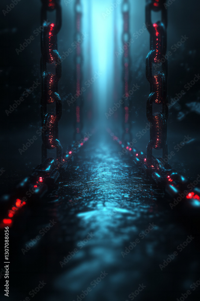 Poster a visionary depiction of blockchain integration, where decentralized networks and cryptographic