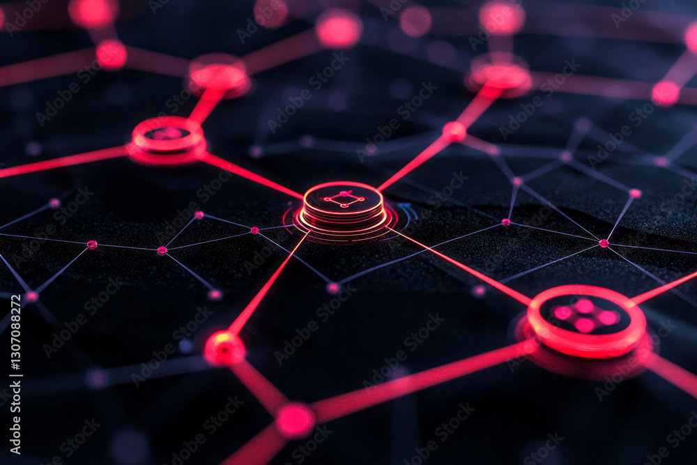 Poster ethereal digital painting of a global network, with luminous data streams connecting smart objects