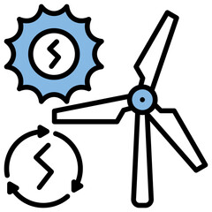 Renewable Energy Blue Black Icon